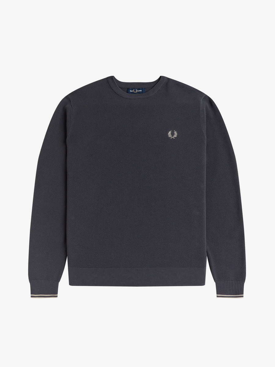Fred Perry K3535 Pique Textured Jumper (Carbon Grey)