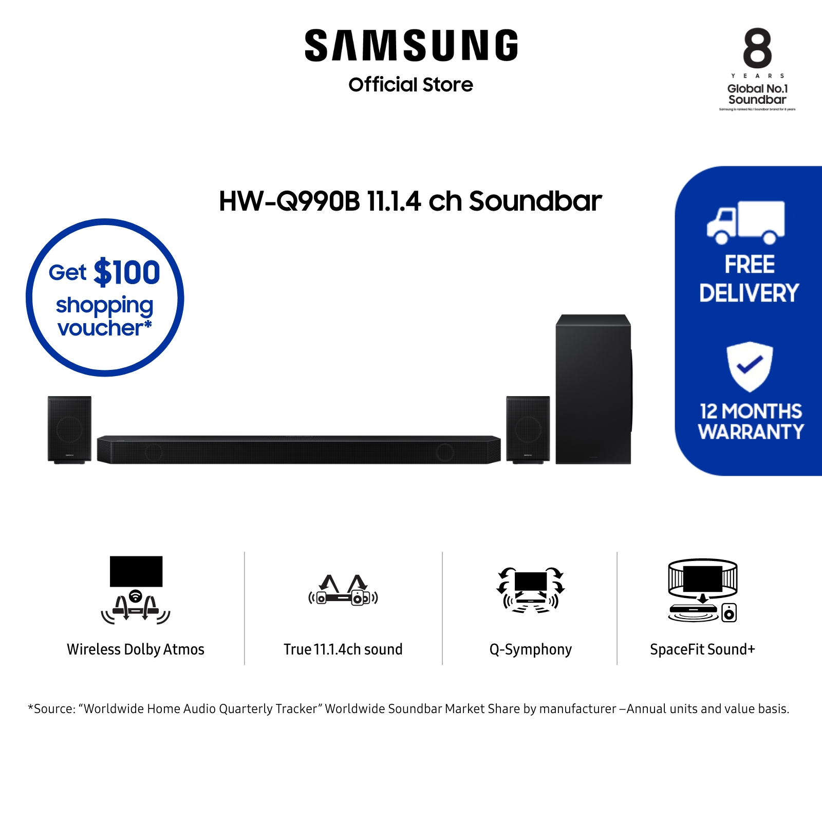 [Bulky] Samsung HW-Q990B/XS 11.1.4ch Soundbar (2022) / 12 Months Warranty