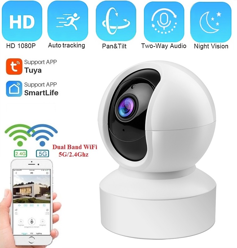 【Support 5G/2.4Ghz WiFi】TUYA/Smart Life 1080P WiFi IP Camera AI Auto Tracking 2MP Home Security CCTV Surveillance Night Vision Two-way Audio P2P Baby Monitor