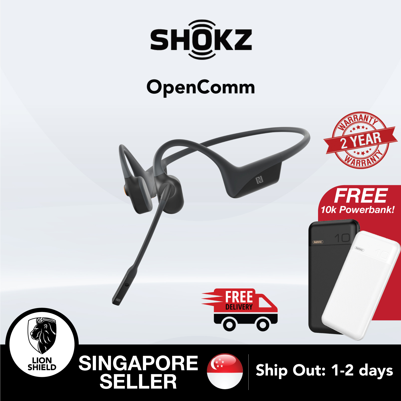 [SG] Shokz OpenComm Bone Conduction Open-Ear Wireless Headphones