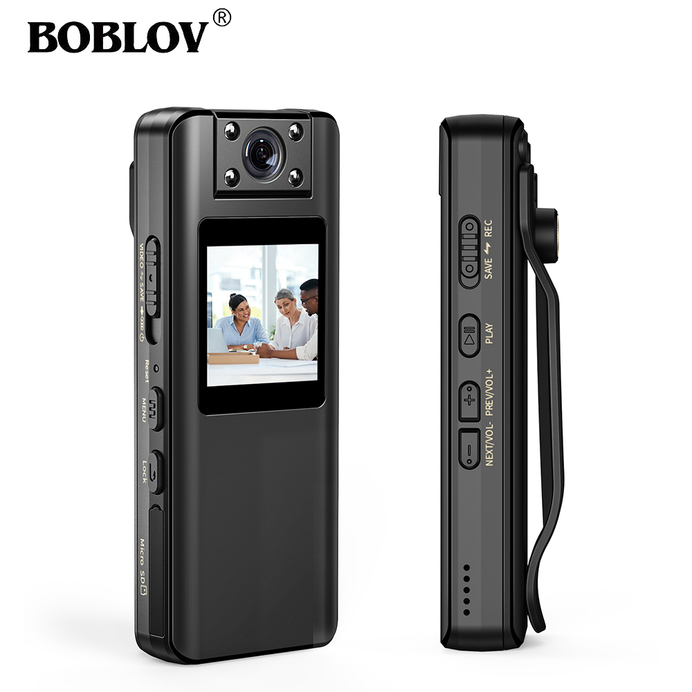 BOBLOV A22 Mini Body Camera, 180 Degrees Rotatable Lens, 1080P Night Vision IR Video Camcorder with OLED Screen for Law Enforcement/Meeting/Travel/Walking Pets